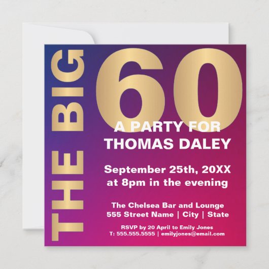 DE UITNODIGING VOOR DE GROTE 60E VERJAARDAG (Voorkant)