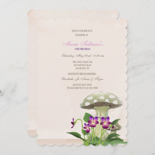 De uitnodiging voor de paddestoelentuin (Voorkant / Achterkant)