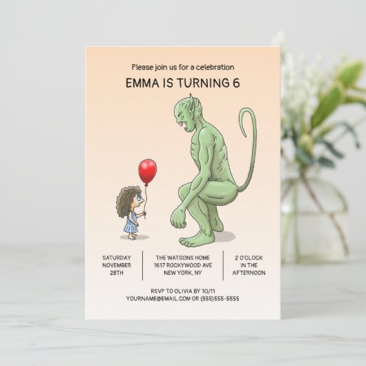 De uitnodiging voor de verjaardag van het meisje e (Staand voorkant)