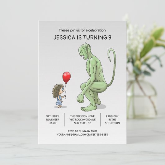 De uitnodiging voor de verjaardag van het meisje e (Staand voorkant)