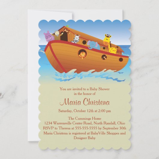 De uitnodiging voor het Ark Baby shower (Voorkant)