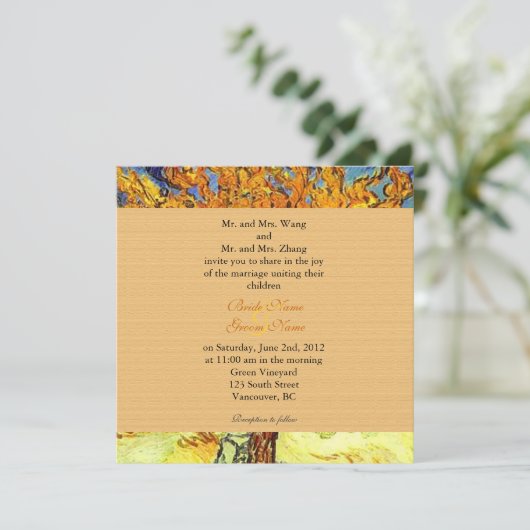 De uitnodiging voor het bruiloft van de Mulberry T (Staand voorkant)