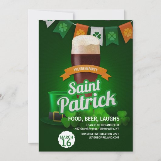 De uitnodiging voor het St. Patrick's Day-feest va (Voorkant)