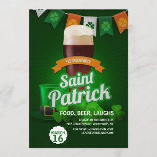 De uitnodiging voor het St. Patrick's Day-feest va
