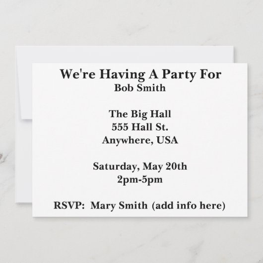 De Uitnodigingen van de Partij van de Pensionering (Achterkant)