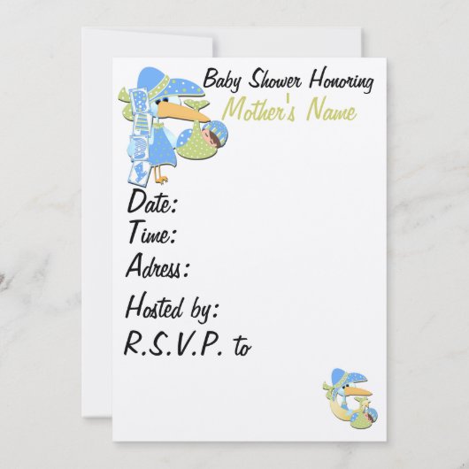 De Uitnodigingen van het baby shower (Achterkant)