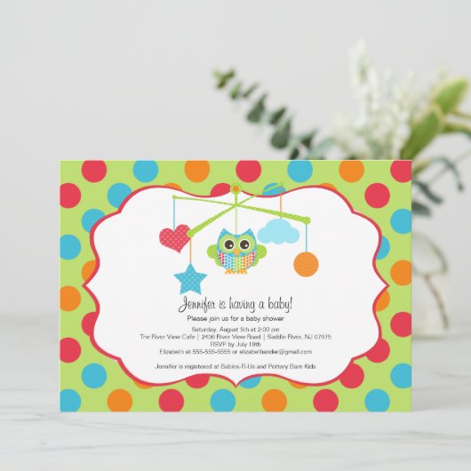 De Uitnodigingen van het Baby shower van de uil (Staand voorkant)