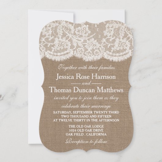 De uitnodigingen van het Collectie Burlap & Lace W (Voorkant)