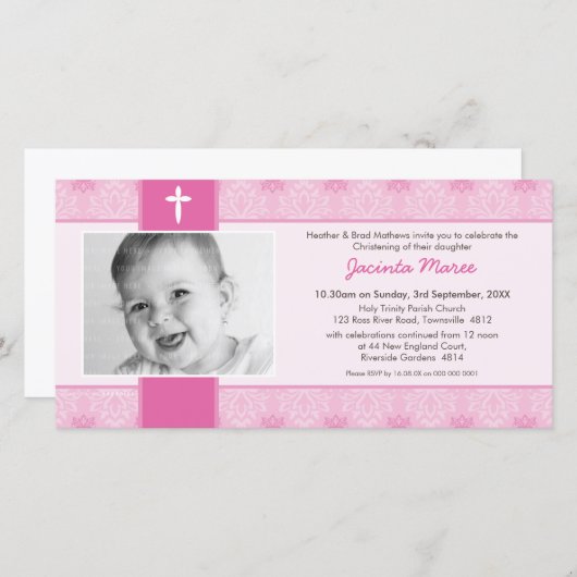 DE UITNODIGINGEN VAN HET DOOPSEL VAN DE FOTO:: (Voorkant / Achterkant)