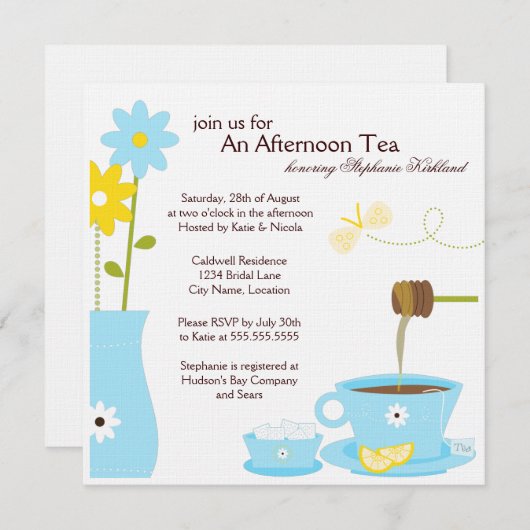 De Uitnodigingen van het Middagmaal van het Theekr (Voorkant / Achterkant)