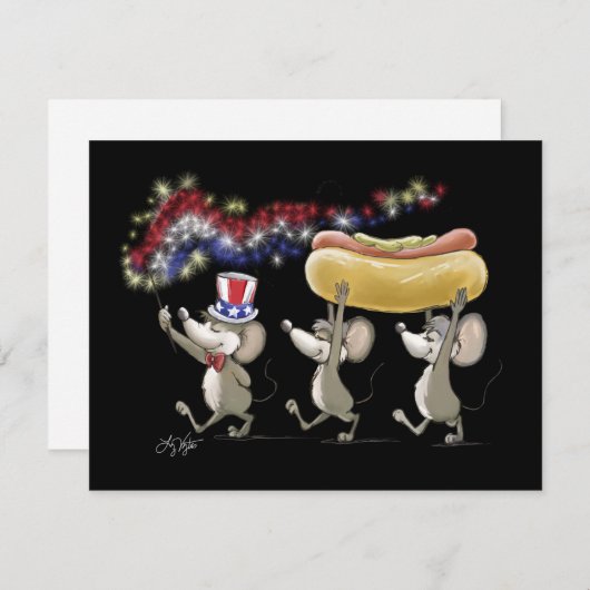 De uitnodigingen van Mic Mac en Moe van 4 juli (Voorkant / Achterkant)