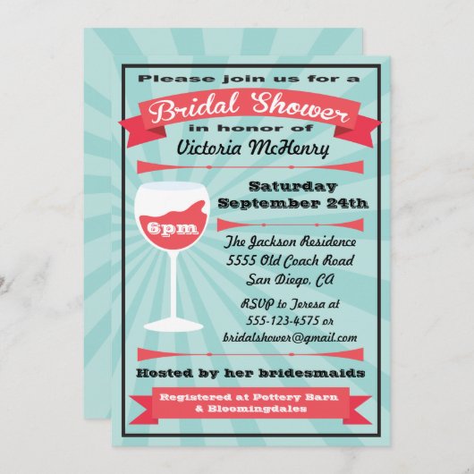 De uitnodigingen voor het Modern Wine Vrijgezellen (Voorkant / Achterkant)