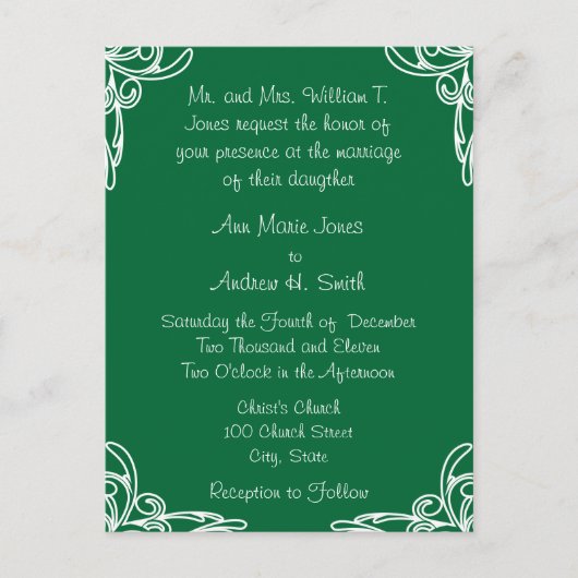 De Uitnodigingstorps van de bruiloft zwoert over Z Uitnodiging Briefkaart (Voorkant)