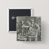 De uitvinding van kopergraving, bord 20 uit " vierkante button 5,1 cm (Voorkant /achterkant)