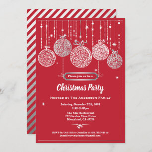 De uitwisseling van rode en zilveren kerstfeestjes kaart