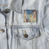 De uitzetting van de duivels uit Arezzo, 1297-1999 Vierkante Button 5,1 Cm (In situ)