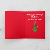 De Ukelele van de vakantie met Nota's en Sterren Feestdagen Kaart (Binnen)