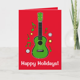 De Ukelele van de vakantie met Nota's en Sterren Feestdagen Kaart