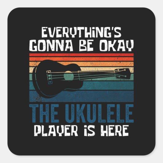 De Ukulele Player is hier Vierkante Sticker (Voorkant)