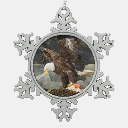 De ultieme Bald Eagle Tin Sneeuwvlok Ornament (Voorkant)