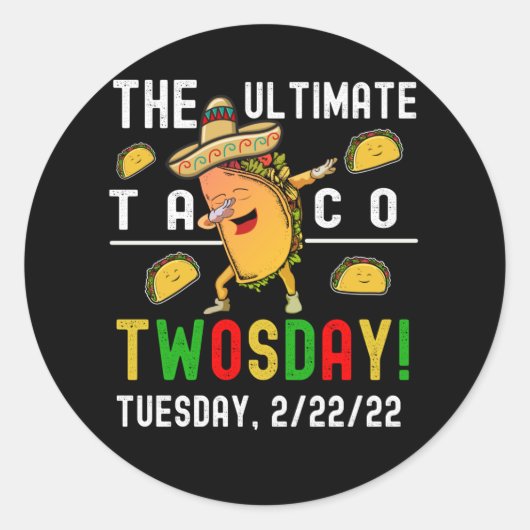 DE ULTIEME TACO TWEEMAAL DAAGS RONDE STICKER (Voorkant)