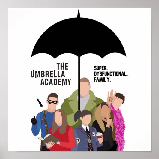 De Umbrella Academy Silhouette Quote Logo Black Poster (Voorkant)