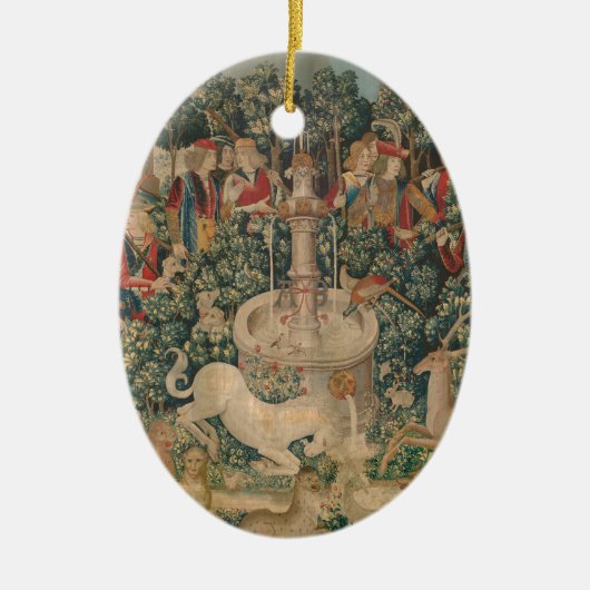 De Unicorn wordt gevonden Keramisch Ornament (Voorkant)