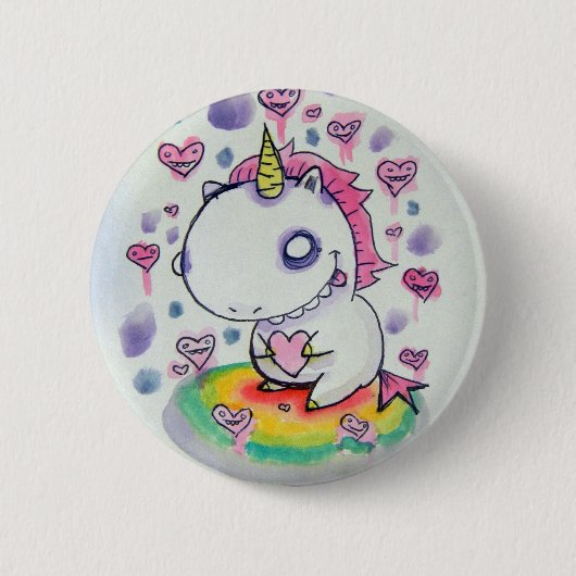 De Unicorn wordt in de war gestuurd Ronde Button 5,7 Cm (Voorkant)