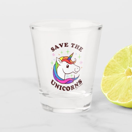 De Unicorns opslaan Shot Glas (Voorkant)