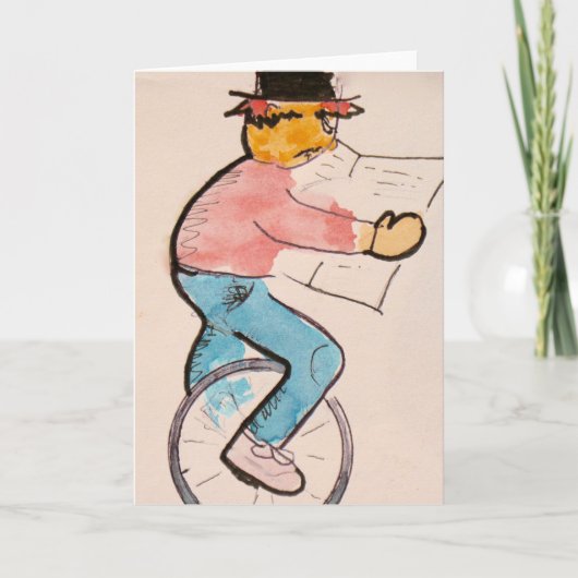 De Unicyclist, waterverf notitiekaart (Voorkant)