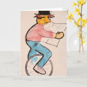 De Unicyclist, waterverf notitiekaart (Gele Bloem)