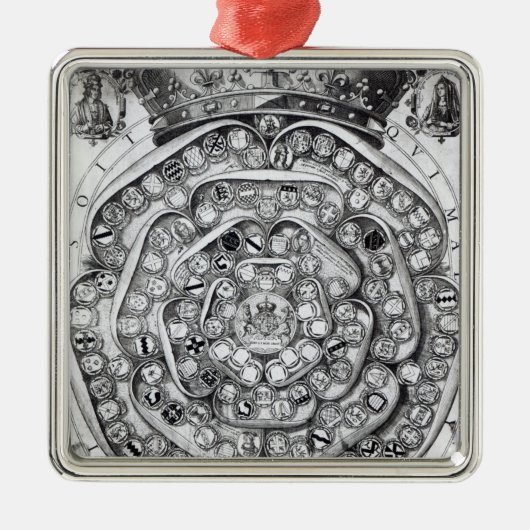 De Unie van de Rozen van het gezin Metalen Ornament (Voorkant)