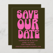 De unieke Groovy 70s roze Groen sparen de Datum (Voorkant / Achterkant)