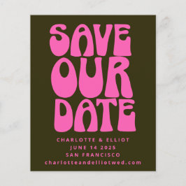 De unieke Groovy 70s roze Groen sparen de Datum