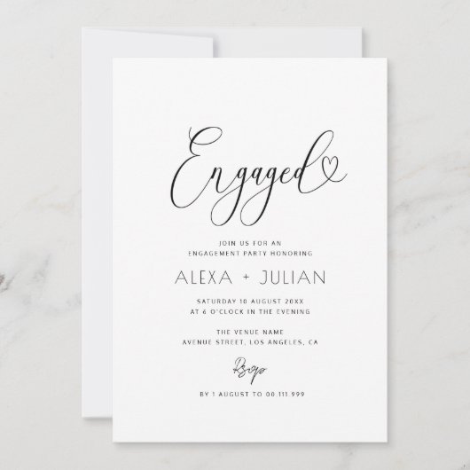 de unieke manuscript zwarte en witte verlovingspar kaart (Voorkant)