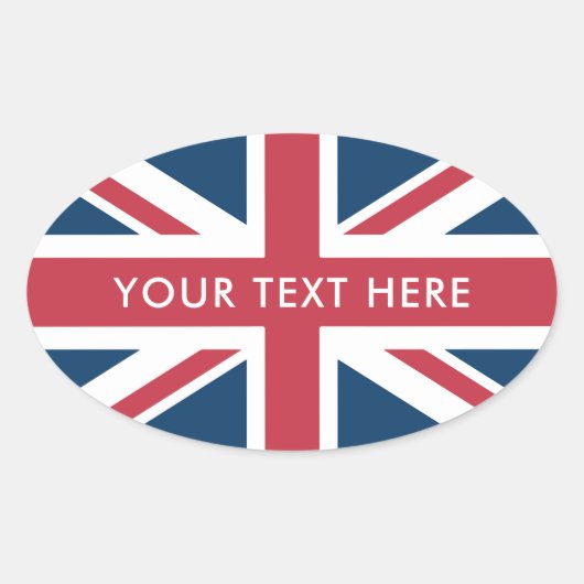 De Union Jack Britse Vlag Ovale Sticker (Voorkant)