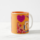 De Unity Knot oranje Tweekleurige Koffiemok (Voorkant rechts)