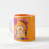 De Unity Knot oranje Tweekleurige Koffiemok (Voorkant links)