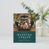 De update van het huwelijk verandert de datum groe briefkaart (Staand voorkant)