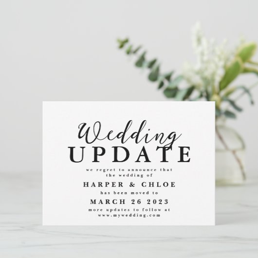 De Update van het huwelijk verandert de Datum Uits Save The Date (Staand voorkant)