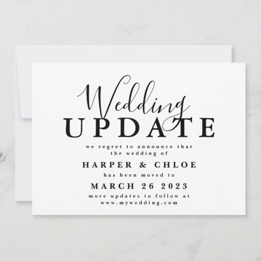 De Update van het huwelijk verandert de Datum Uits Save The Date (Voorkant)