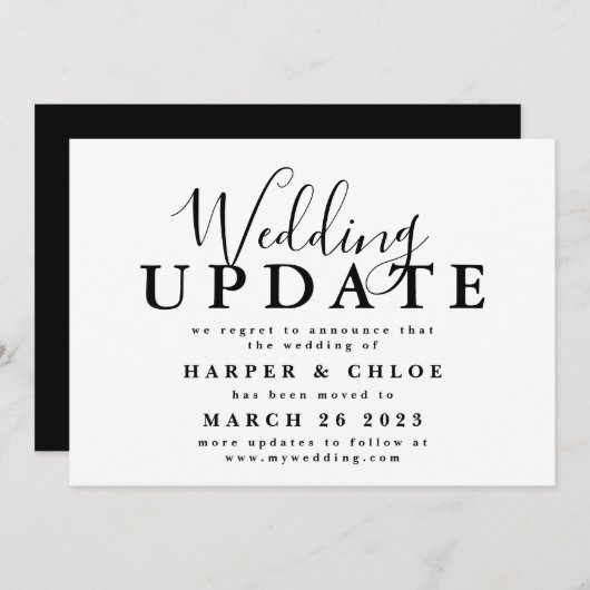 De Update van het huwelijk verandert de Datum Uits Save The Date (Voorkant / Achterkant)