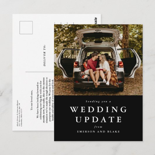 De update van het huwelijk verandert de datum zwar briefkaart (Voorkant / Achterkant)