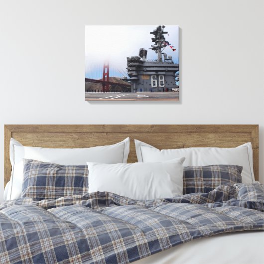 De USS Nimitz bij de Golden Gate Canvas Afdruk (Insitu (Slaapkamer))