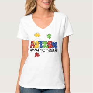 De v-Hals van de Voorlichting van het autisme T-shirt