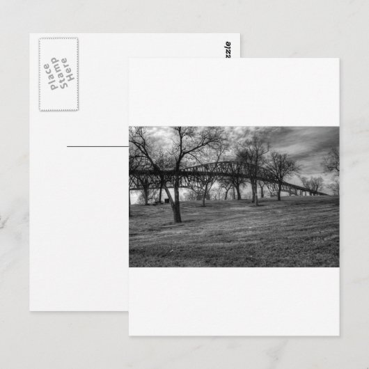 De V.S., Brug op Port Arthur, TX. Zwart-wit. Briefkaart (Voorkant / Achterkant)