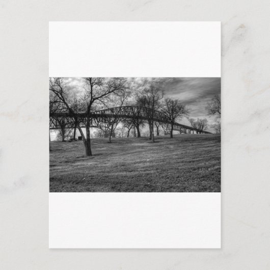 De V.S., Brug op Port Arthur, TX. Zwart-wit. Briefkaart (Voorkant)