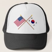 De V.S. en Zuid-Korea kruisten Vlaggen Trucker Pet (Voorkant)