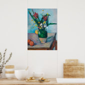 De vaas van tulpen van Paul Cezanne Poster (Keuken)