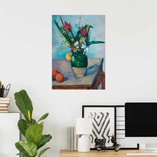 De vaas van tulpen van Paul Cezanne Poster (Thuiskantoor)